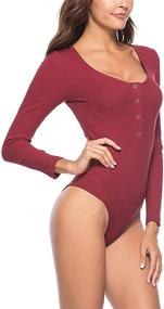 img 3 attached to Stretchy Women's Clothing - Queen M Bodysuit Breasted Jumpsuit for Jumpsuits, Rompers & Overalls