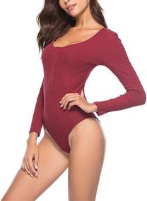 img 2 attached to Stretchy Women's Clothing - Queen M Bodysuit Breasted Jumpsuit for Jumpsuits, Rompers & Overalls