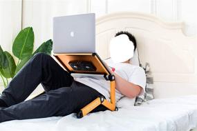 img 1 attached to Ergonomic Laptop Table Desk Stand Portable Adjustable Notebook Desk Riser Mount Ultrabook MacBook For Bed Couch With USB Fans For Work From Home Or Travel (Yellow)