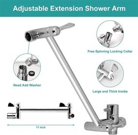 img 1 attached to Premium 8'' Round Shower Head Combo: High Pressure, Rainfall Design, 11'' Extension Arm, 9 Settings Handheld Spray, Long Hose, 4 Hooks