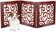 🐾 free-standing & foldable safety pet gate for dogs - decorative scroll wooden fence barrier for stairs & doorways logo