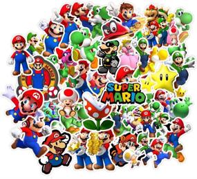 img 4 attached to 🎮 Super Mario Bros Stickers - Vinyl Decals for Laptop, Water Bottle, Guitar, Bike, Car, Motorcycle, Bumper, Luggage, Skateboard, Graffiti - Cute Sticker Set, Ideal Gift for Kids, Children, Teens