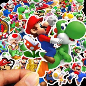 img 1 attached to 🎮 Super Mario Bros Stickers - Vinyl Decals for Laptop, Water Bottle, Guitar, Bike, Car, Motorcycle, Bumper, Luggage, Skateboard, Graffiti - Cute Sticker Set, Ideal Gift for Kids, Children, Teens