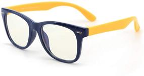 img 1 attached to JUSLINK Navy-Yellow Flexible Kids Blue Light 👓 Blocking Glasses for Boys and Girls Ages 4-13