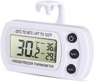 🌡️ digital refrigerator thermometer with large lcd display - max/min record function, ideal for kitchen, home, restaurants (white) logo