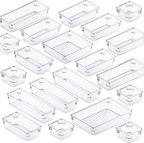 img 4 attached to 🗄️ Fixwal Clear Drawer Organizers Set - Versatile Storage Solution for Kitchen, Bathroom, Office & more (20pcs, 5 Sizes)