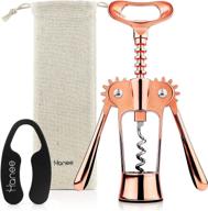 🍷 hanee wing corkscrew set (rose gold) - wine and beer bottle opener with foil cutter and pouch - wine accessories for kitchen, chateau, restaurant, bars, and waiters logo