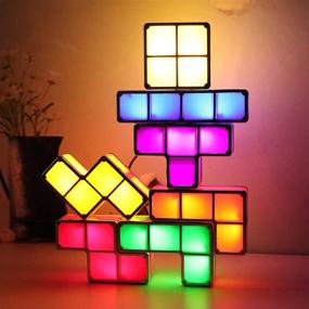 img 4 attached to VEEKI Stackable LED Night Light for Kids: 7 Colors 3D Puzzles Lamp with USB Charger