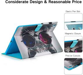 img 2 attached to 🐱 MonsDirect iPad Mini Case: Leather Smart Kickstand Cover with Flip Wallet - Cat in Sunglasses Design