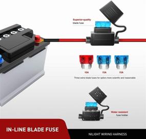 img 3 attached to 🔌 DT MOTO Nilight 2PCS 16AWG LED Light Bar Wiring Harness Kit: Off Road Lights Power Relay with On/Off Switch, 12V, Blade Fuse, LED Work Light - 2 Years Warranty