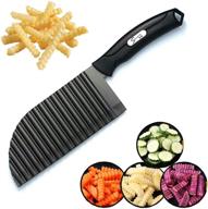 crinkle potato cutter - stainless steel french fries 🍟 slicer handheld chipper for home kitchen - wavy blade cutting tool logo