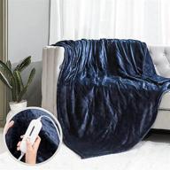 🔌 vagueior electric heated blanket full size 72'' x 84'' - extra-warm lightweight cozy luxury bed blanket - 3 heating levels, auto-off, machine washable - etl certified - blue logo