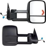 enhance visibility and safety: fit system towing mirror pair for escalade, avalanche, suburban, tahoe, yukon, silverado, sierra, silverado/sierra classic, arrow signal, foldaway, power heated logo