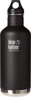 klean kanteen classic insulated stainless steel water bottle - 32oz - shale black - klean coat, leak proof loop cap logo