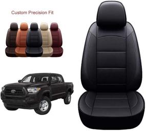 img 4 attached to 🪑 OASIS AUTO PU Leather Seat Cover for Tundra CrewMax - Custom Fit - Compatible with 2014-2021 Tundra CrewMax - Black
