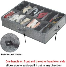 img 1 attached to 👞 Efficient Closet Shoe Storage: Under Bed Organizer for 24 Shoes, Set of 2 – Breathable Bag with Clear PVC Cover and 2 Zippered Compartments (Grey)