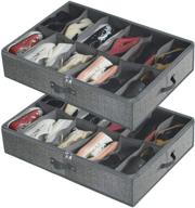 👞 efficient closet shoe storage: under bed organizer for 24 shoes, set of 2 – breathable bag with clear pvc cover and 2 zippered compartments (grey) логотип