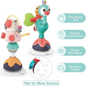 img 1 attached to 👶 iPlay, iLearn Baby Rattles Set with Suction Cup - High Chair Toy, Grab N Spin - Interactive Developmental Baby Tray Toy - Newborn Gifts for 6-24 Months, Boys & Girls