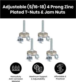 img 2 attached to 🪑 Table, Chair, and Cabinet Leveling Feet Kit with 5/16-18 Inch Tread Size, 1 3/8 Inch Non-Skid Base Diameter, includes Jam Nuts and 4 Prong T-Nuts - Furniture Leveler and Tee Nut Set