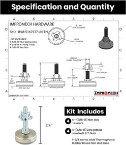 img 3 attached to 🪑 Table, Chair, and Cabinet Leveling Feet Kit with 5/16-18 Inch Tread Size, 1 3/8 Inch Non-Skid Base Diameter, includes Jam Nuts and 4 Prong T-Nuts - Furniture Leveler and Tee Nut Set