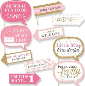 img 4 attached to 🎉 Fun to be One - First Birthday Party Photo Booth Props Kit for Girls - 10 Piece by Big Dot of Happiness