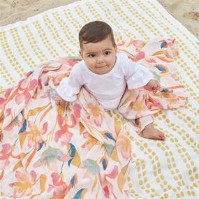 img 1 attached to 🧸 Aden + Anais Silky Soft Dream Blanket - 100% Viscose Bamboo Muslin Baby Blanket for Girls & Boys, Perfect Newborn Nursery & Crib Blanket, Unisex Toddler & Infant Boutique Bedding - Marine Gardens