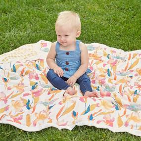 img 2 attached to 🧸 Aden + Anais Silky Soft Dream Blanket - 100% Viscose Bamboo Muslin Baby Blanket for Girls & Boys, Perfect Newborn Nursery & Crib Blanket, Unisex Toddler & Infant Boutique Bedding - Marine Gardens