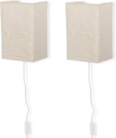 img 2 attached to 🏮 Elevate Your Living Room Décor with Wallniture Asian Wall Lamp: Cream Set of 2 with Toggle Switch and Rice Paper Lamp Shade