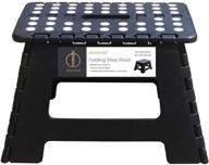 folding step stool with handle - black, 12 inches wide - heavy-duty stepping stool for kids and adults, ideal for kitchen, bathroom, bedroom logo