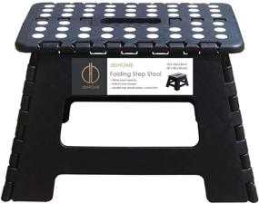 img 4 attached to Folding Step Stool with Handle - Black, 12 Inches Wide - Heavy-Duty Stepping Stool for Kids and Adults, Ideal for Kitchen, Bathroom, Bedroom