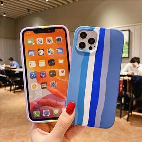 img 2 attached to Yesun K Creative Cute Rainbow Stripe Line for iPhone 11 Pro Liquid Silicone Protective Phone Case - Perfect for Girls, Women, and Men (Pink)