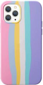 img 4 attached to Yesun K Creative Cute Rainbow Stripe Line for iPhone 11 Pro Liquid Silicone Protective Phone Case - Perfect for Girls, Women, and Men (Pink)