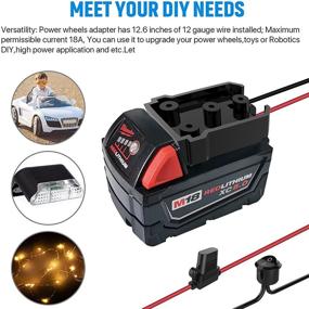 img 3 attached to 🔌 Enhanced Power Wheel Adapter: Reliable Battery Converter for Milwaukee 18V Lithium Battery, with Fuse & Switch and 12 Gauge Wire - Perfect for DIY Ride On Truck, Robotics, RC Toys, and Work Lights