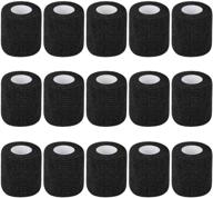 🏋️ kiseer 15 pack 2” x 5 yards self adhesive bandage: flexible & breathable cohesive wrap rolls for sports, wrist, ankle – black логотип