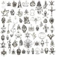 🎃 spooktacular 60pcs antique silver charm pendant: halloween collection for diy jewelry making logo