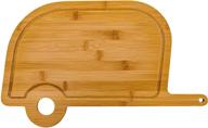 camco 53089 retro rv shaped bamboo wood cutting board for food prep - moisture resistant & knife friendly logo