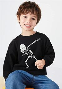 img 3 attached to 🎃 Halloween Skeleton Sweatshirts for Toddler Boys and Girls - Glow in The Dark Pumpkin Shirts Tops, ages 2-7 Years