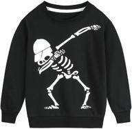 🎃 halloween skeleton sweatshirts for toddler boys and girls - glow in the dark pumpkin shirts tops, ages 2-7 years logo