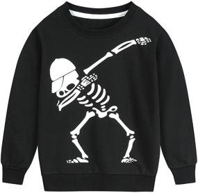 img 4 attached to 🎃 Halloween Skeleton Sweatshirts for Toddler Boys and Girls - Glow in The Dark Pumpkin Shirts Tops, ages 2-7 Years