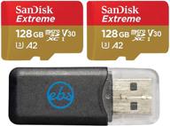 📷 sandisk extreme 128gb microsd (2 pack) for gopro hero 9 black - bundle with everything but stromboli card reader logo