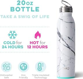 img 3 attached to 🥤 Swig Life 20oz Stainless Steel Water Bottle - Triple Insulated, Dishwasher Safe, Double Wall, Vacuum Sealed - Reusable Tumbler with Ring Flip Handle (In Various Patterns)