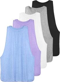 img 4 attached to 👚 5-Pack Ullnoy Women's Workout Tank Tops - Loose Fit Muscle Tanks for Running, Gym, Yoga, Sport Shirts