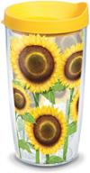 🌻 tervis sunflowers 16oz tumbler with wrap and yellow lid - clear design logo