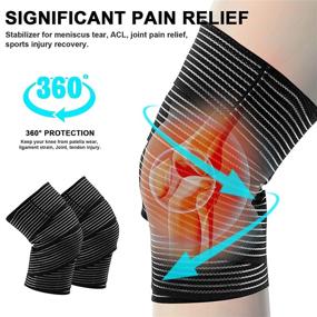 img 2 attached to 🏋️ 2 Pack Knee Wraps: Compression Braces for Knee Pain with Adhesive Straps - Adjustable Support for Men & Women in Squatting, Weightlifting, Running, and Working Out - Black