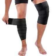 🏋️ 2 pack knee wraps: compression braces for knee pain with adhesive straps - adjustable support for men & women in squatting, weightlifting, running, and working out - black логотип