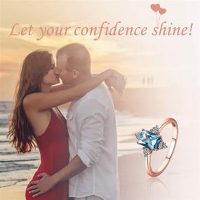 img 3 attached to 🔹 LAZLUVU Blue Topaz Rings: Exquisite Rose and White Gold Engagement Promise Rings with Sparkling Cubic Zirconia, Sizes 5-10 - Perfect Womens and Mom Jewelry