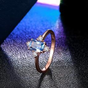 img 1 attached to 🔹 LAZLUVU Blue Topaz Rings: Exquisite Rose and White Gold Engagement Promise Rings with Sparkling Cubic Zirconia, Sizes 5-10 - Perfect Womens and Mom Jewelry