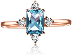 img 4 attached to 🔹 LAZLUVU Blue Topaz Rings: Exquisite Rose and White Gold Engagement Promise Rings with Sparkling Cubic Zirconia, Sizes 5-10 - Perfect Womens and Mom Jewelry