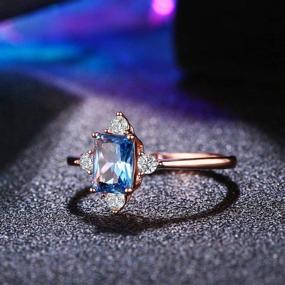 img 2 attached to 🔹 LAZLUVU Blue Topaz Rings: Exquisite Rose and White Gold Engagement Promise Rings with Sparkling Cubic Zirconia, Sizes 5-10 - Perfect Womens and Mom Jewelry