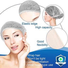 img 3 attached to 🧢 100 Pcs Disposable Bouffant Caps - 21inches Hair Net for Food Service & Sleeping - Elastic Dust Cap (White)